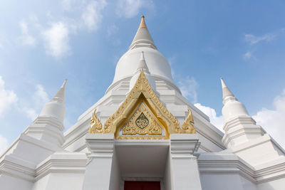 White pagoda inside the temple.