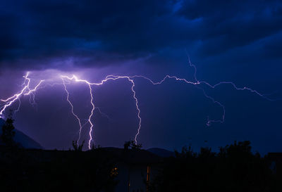 Low angle view of lightning in sky