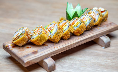 Close-up of food on cutting board