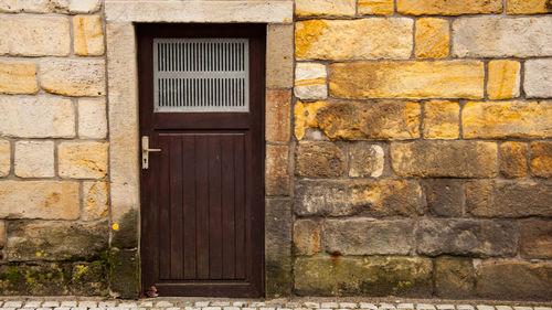 Closed door of building