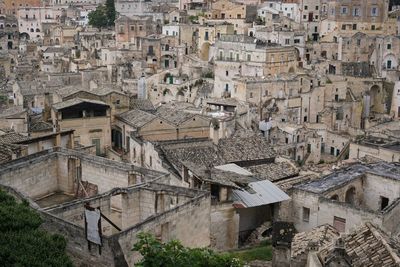 High angle view of matera, basilicata, italy