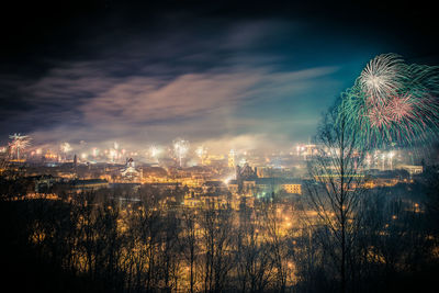 View of illuminated cityscape at night