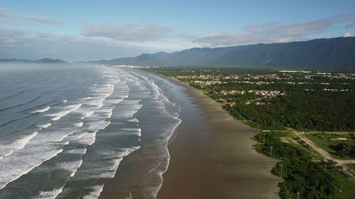 High angle view of beach against sky