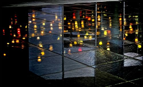 Illuminated lights at night