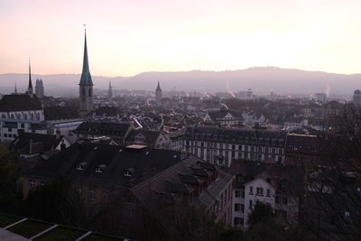 High angle view of buildings in city