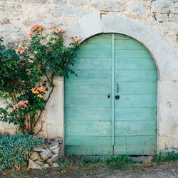 Closed door of building