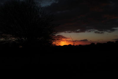 Silhouette trees against sky at sunset