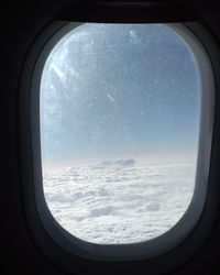 View of sky seen through airplane window