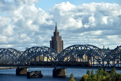 Bridge over river against sky