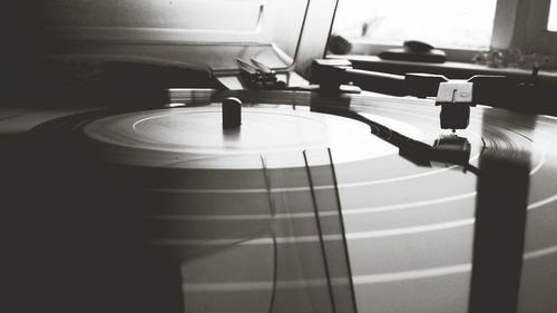 Extreme close-up of turntable