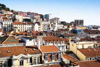 High angle view of townscape against sky