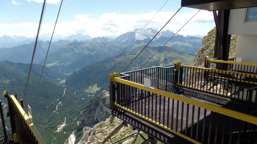 Scenic view of mountains against cloudy sky