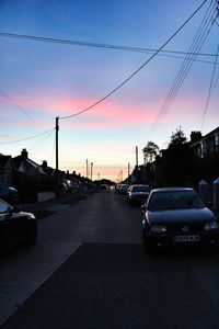 View of road at sunset