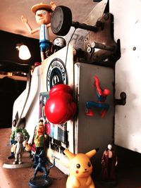 Close-up of stuffed toy hanging on table