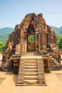 Exterior of temple against clear sky