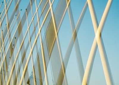 Low angle view of metallic structure against clear sky