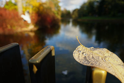 Close-up of a boat on a lake