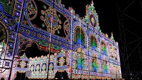 Low angle view of illuminated building