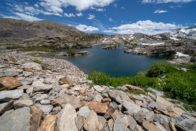 Scenic view of lake against sky