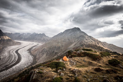 Scenic view of mountains against sky