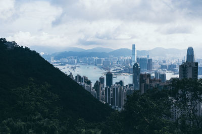 Panoramic view of city and buildings against sky