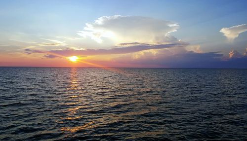 Scenic view of sunset over sea