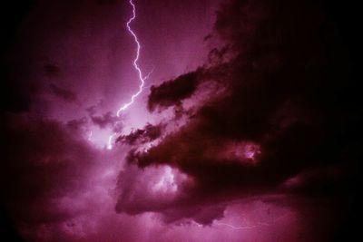 Low angle view of lightning in sky