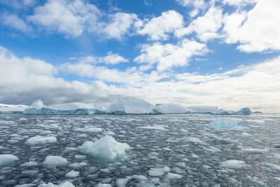 Scenic view of frozen lake against sky