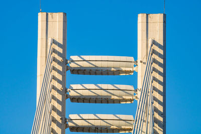 Low angle view of skyscraper against clear sky