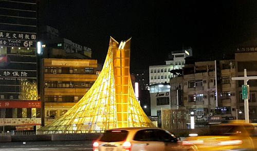 Traffic on road at night