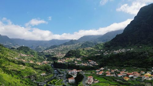 High angle view of landscape against sky