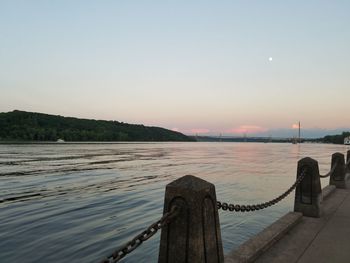 Scenic view of lake against clear sky