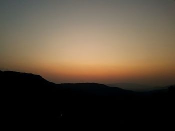 Scenic view of silhouette mountain against sky during sunset