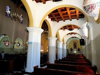 Low angle view of illuminated ceiling