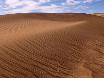 Sand dunes in desert against sky