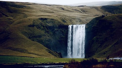 Scenic view of waterfall