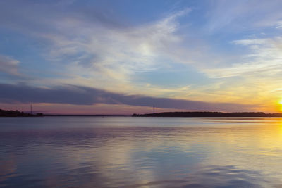 Scenic view of sea against sky at sunset