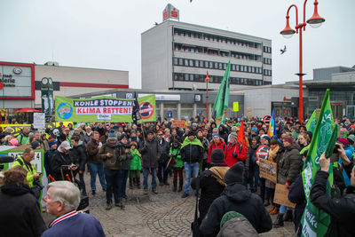 People on street in city