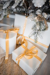 Close-up of christmas decorations on table