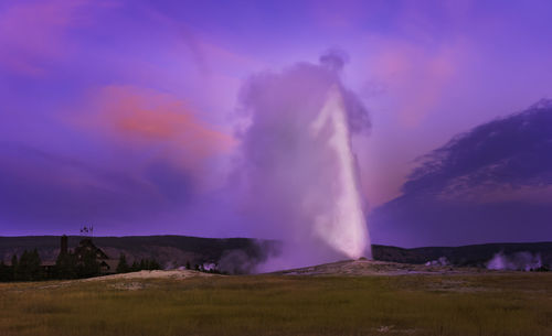 Panoramic view of landscape against sky during sunset