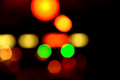 Defocused image of colorful lights at night