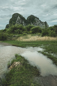 Scenic view of lake against sky