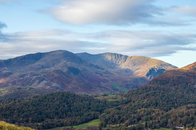 Scenic view of mountains against sky in lake district