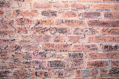 Red brick wall as a background.