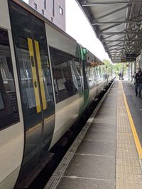 Train at railroad station platform