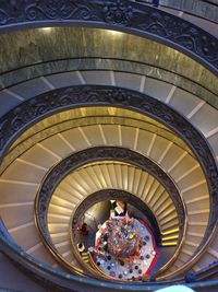 High angle view of spiral stairs