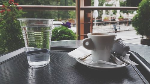 Coffee cup on table