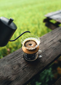 Close-up of coffee on table