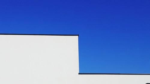 Low angle view of building against clear blue sky
