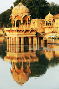 Reflection of temple in river